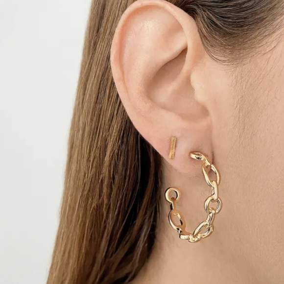 adornia Jewelry - Adornia 14KGP Chain Link Hoop Earrings